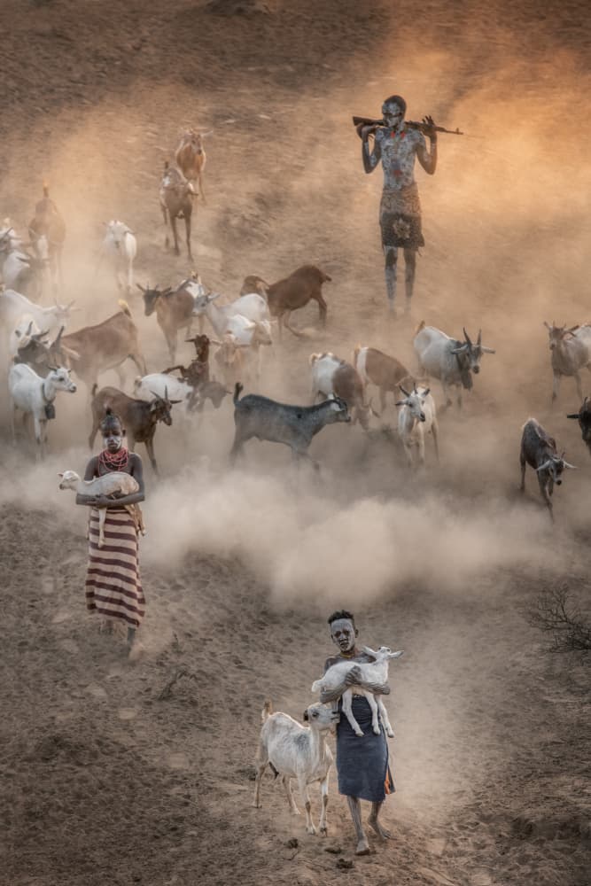 African Herders Dusty Path by Trevor Cole — canvas wall art