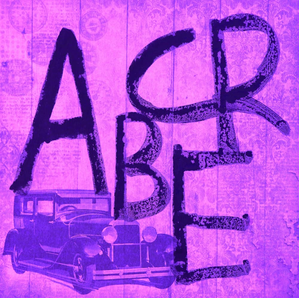 Purple Vintage Car Typography by Santhosh ch — canvas wall art
