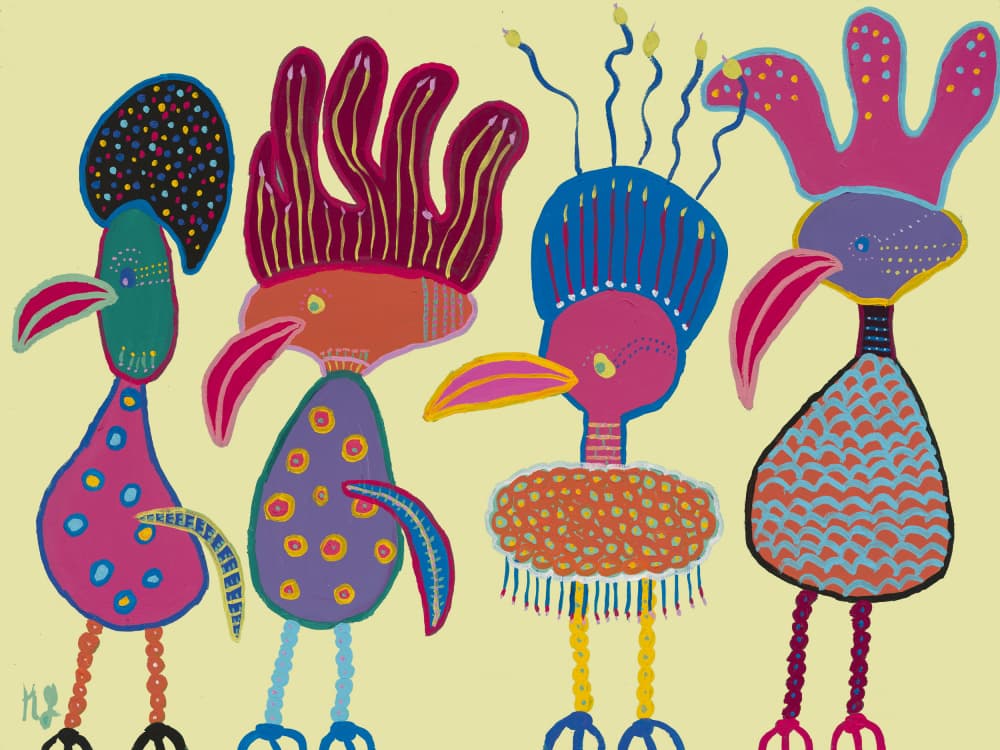 Whimsical Bird Friends by Helen Joynson — canvas wall art
