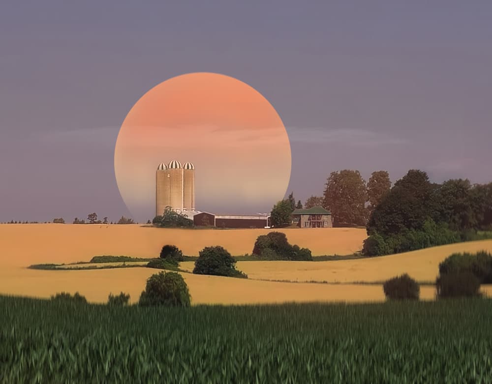 Giant Sun Over Farm by Hui — canvas wall art