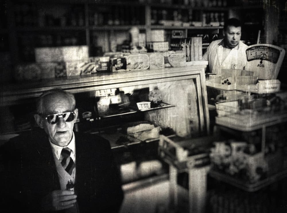 Vintage Deli Encounter by Holger Droste — canvas wall art