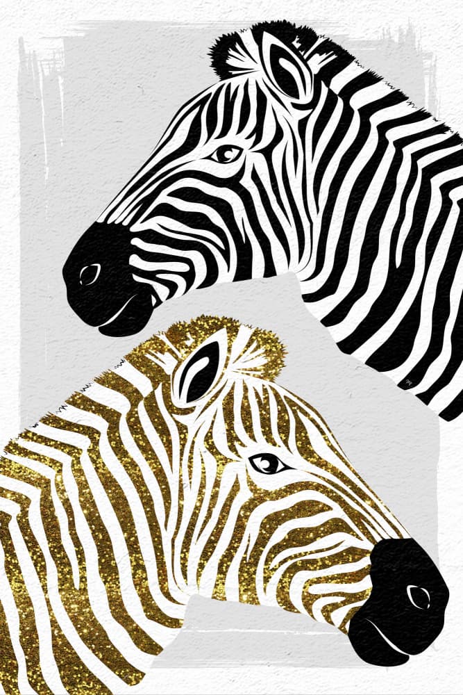 Golden Zebra Duo by Martina — canvas wall art