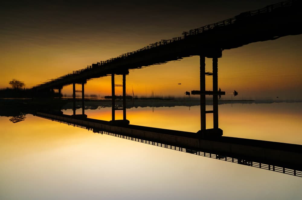 Bridge Sunset Reflection by Md. Arifuzzaman — canvas wall art