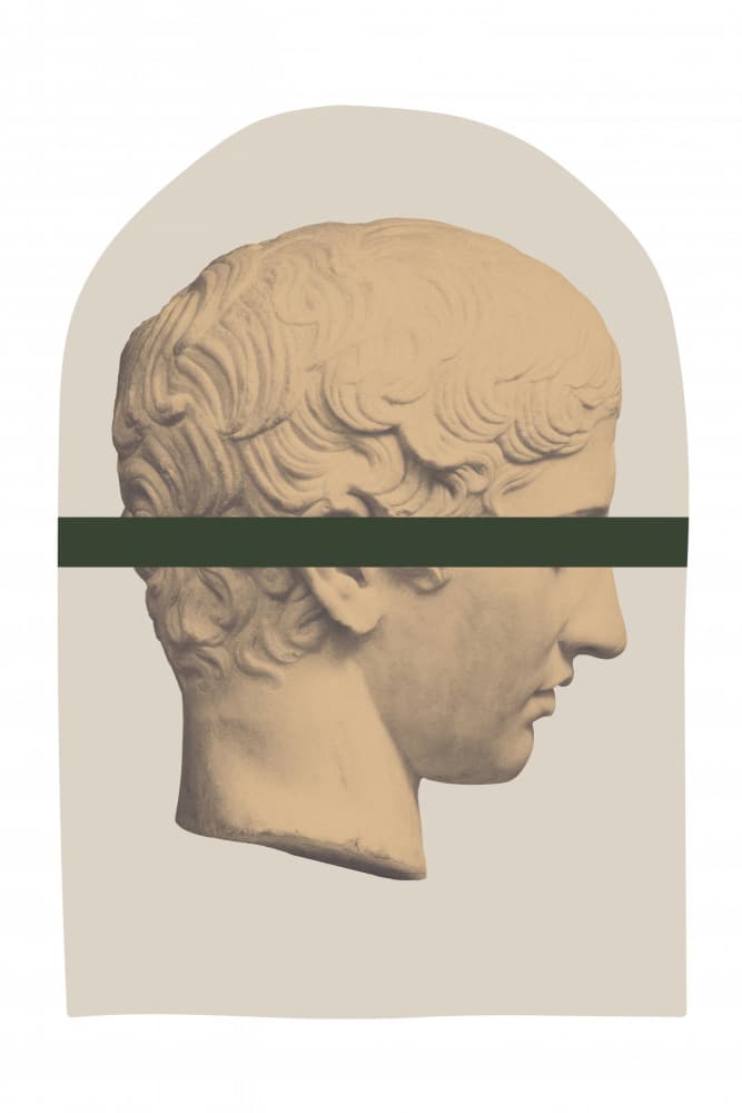 Greek Statue Green Stripe by Talitha McQueen — canvas wall art