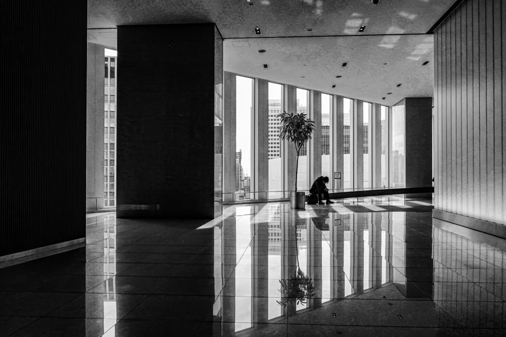 Solitary City Reflection by Haruyo Sakamoto — canvas wall art