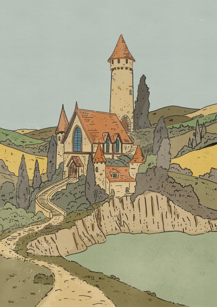 Fairytale Castle Landscape by Nicholas — canvas wall art