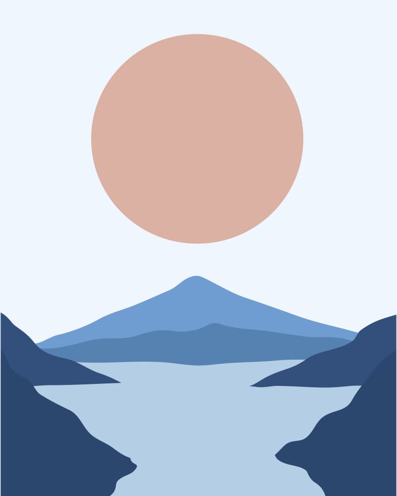Serene Mountain Lake Sun by KsanaKalpa — canvas wall art