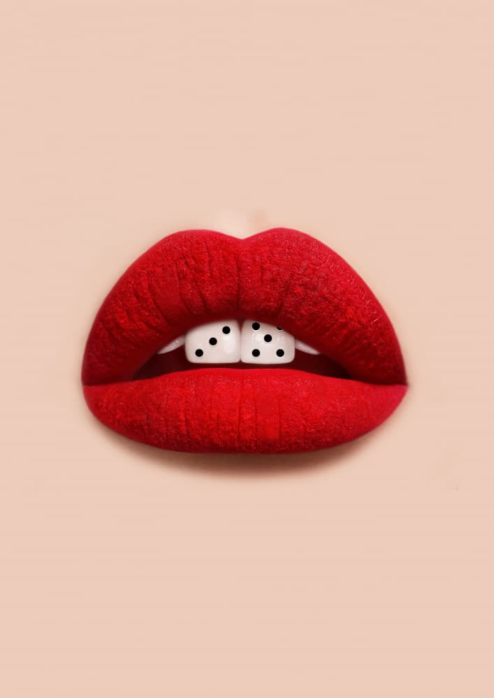 Dice Teeth Red Lips by Artem Pozdniakov — canvas wall art