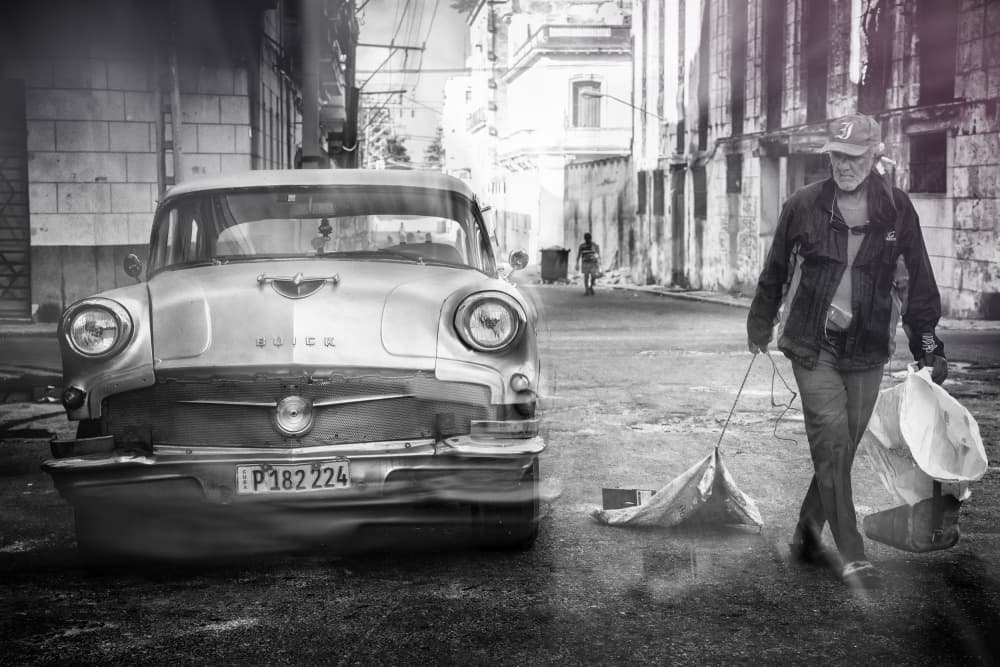 Old Car Street Life by Jurij Bizjak — canvas wall art