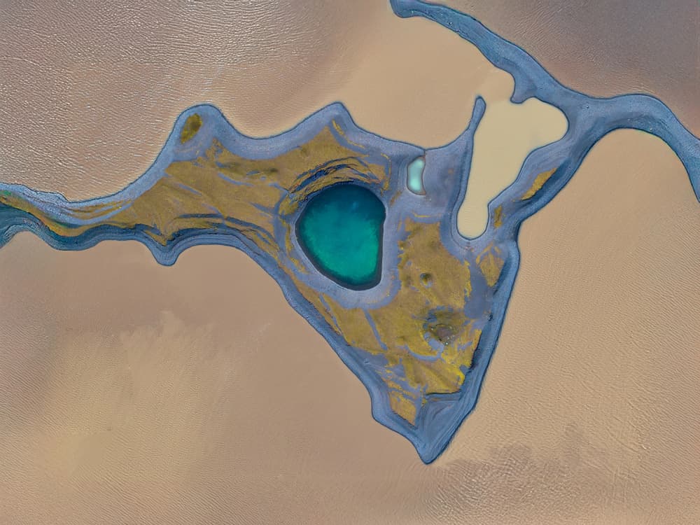 Golden Earth Blue Water by Michael Zheng — canvas wall art