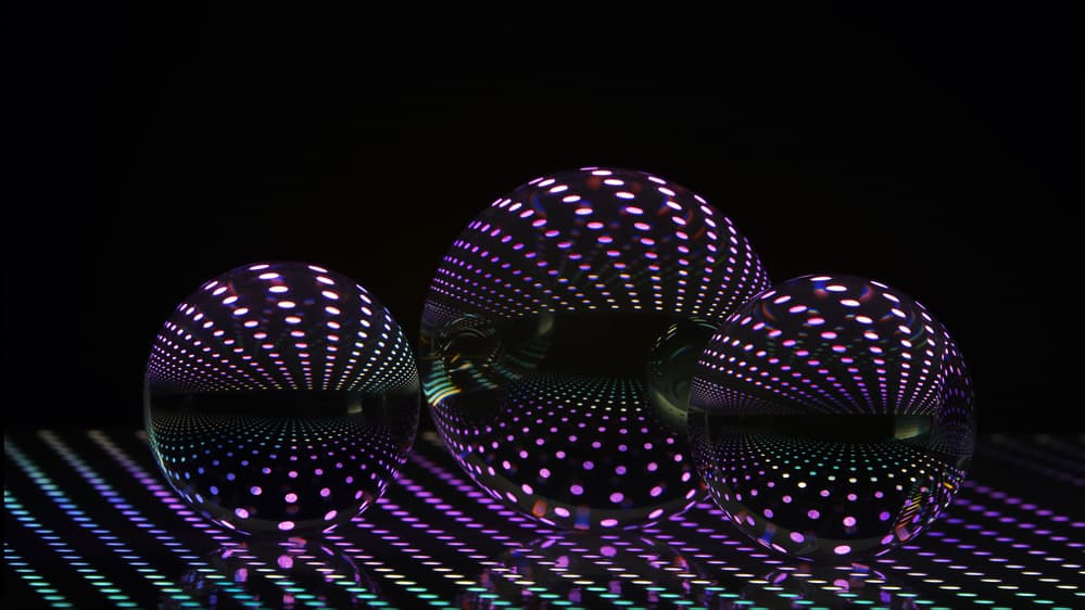 Glowing Geometric Spheres by Heidi Westum — canvas wall art