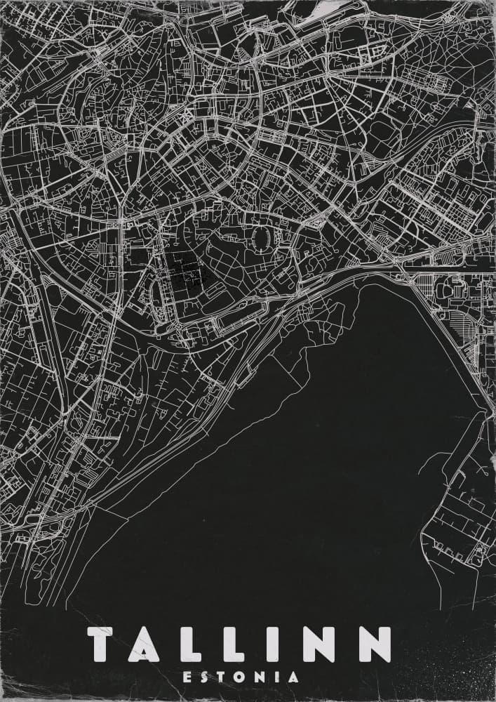Tallinn Estonia Map by Nicholas — canvas wall art
