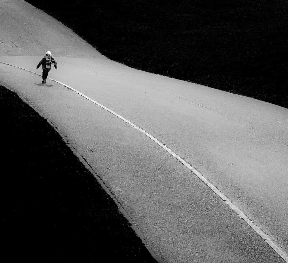 Child Running On Road by Andreas Timar — canvas wall art