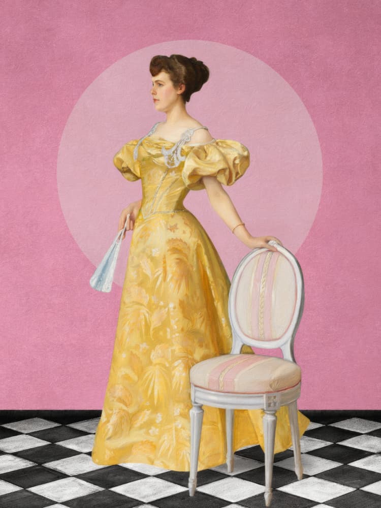 Elegant Woman in Yellow by Marja van den Hurk — canvas wall art