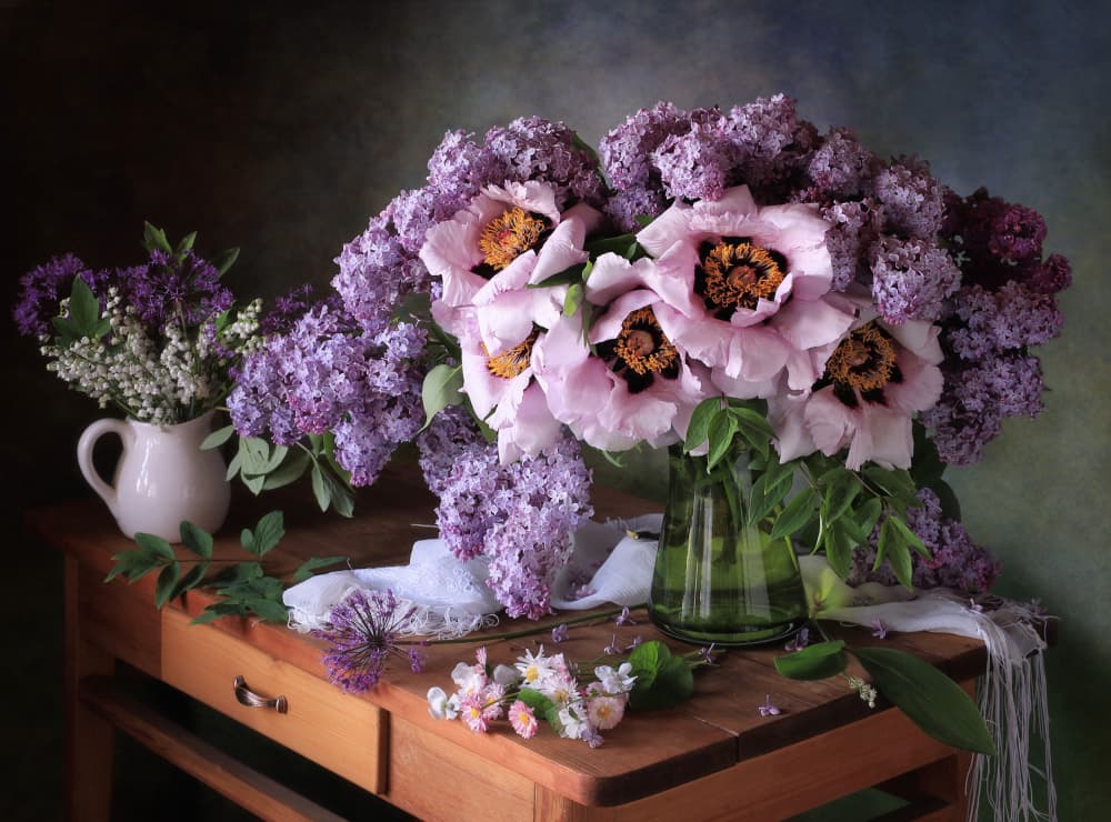 Rustic Peony Bouquet by Tatyana Skorokhod — canvas wall art