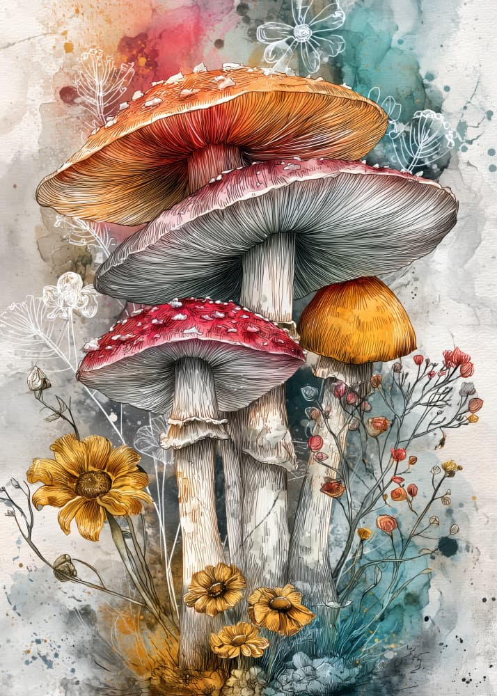 Enchanted Woodland Mushrooms by Justyna Jaszke — canvas wall art