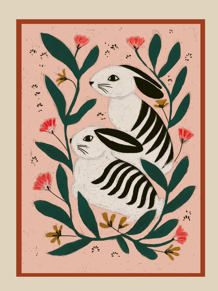 Whimsical Floral Rabbits by City Art — canvas wall art