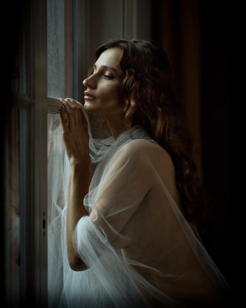 Pensive Window Portrait by Franky De Meyer — canvas wall art