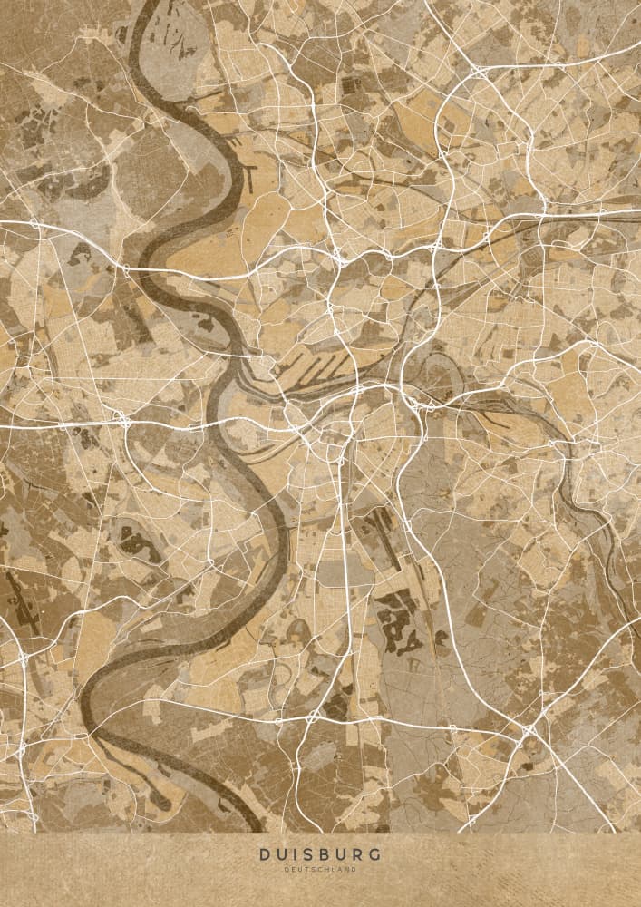 Vintage Duisburg Map by Rosana Laiz Blursbyai — canvas wall art