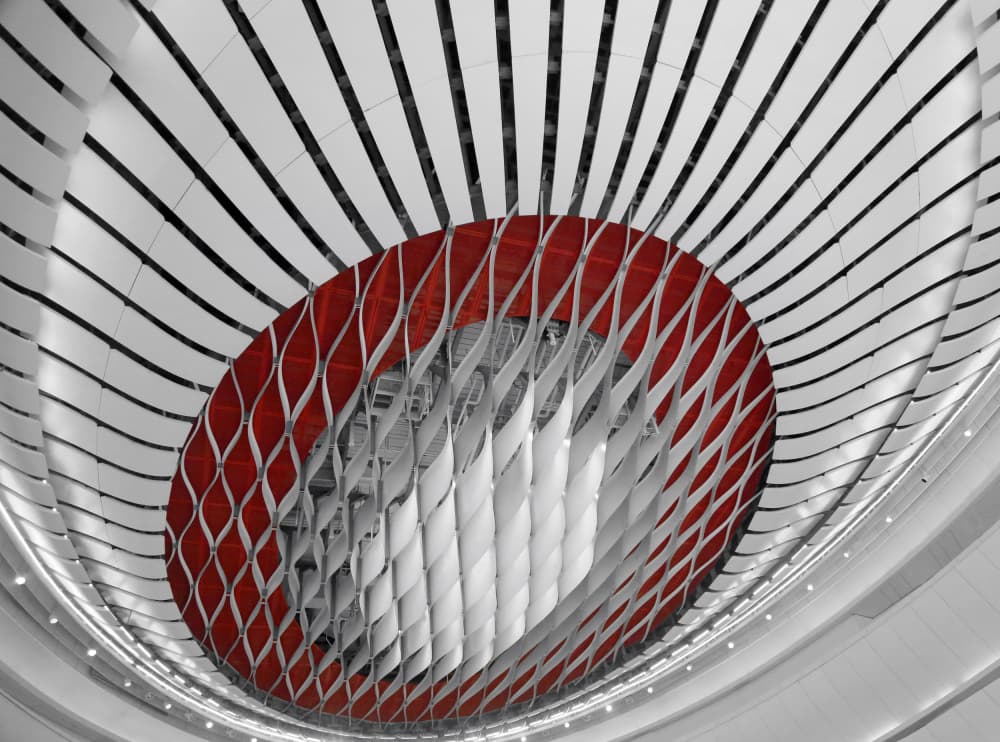 Abstract Red Ceiling Design by Ivan Huang — canvas wall art