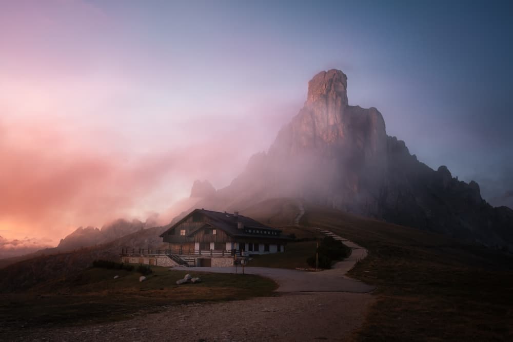 Twilight Mountain Lodge by Yongnan Li (李永男) — canvas wall art
