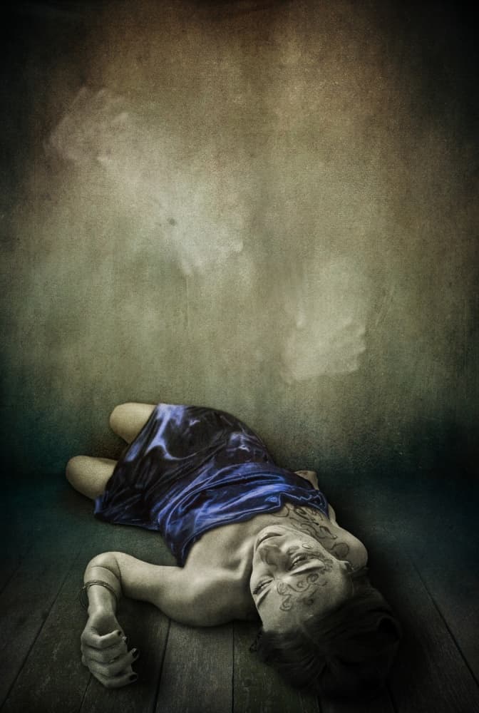 Woman in Blue Repose by Lucyna Łazarska ( Lucynda Lu ) — canvas wall art