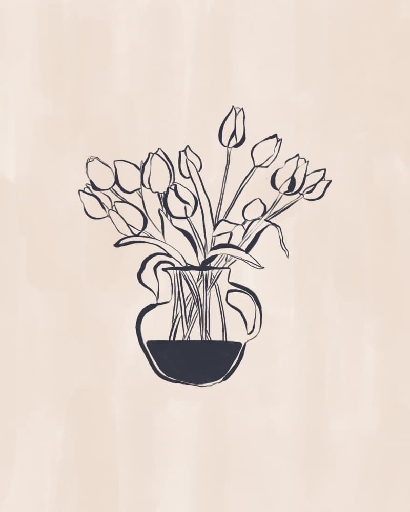 Minimalist Tulip Vase by Ivy Green Illustrations — canvas wall art