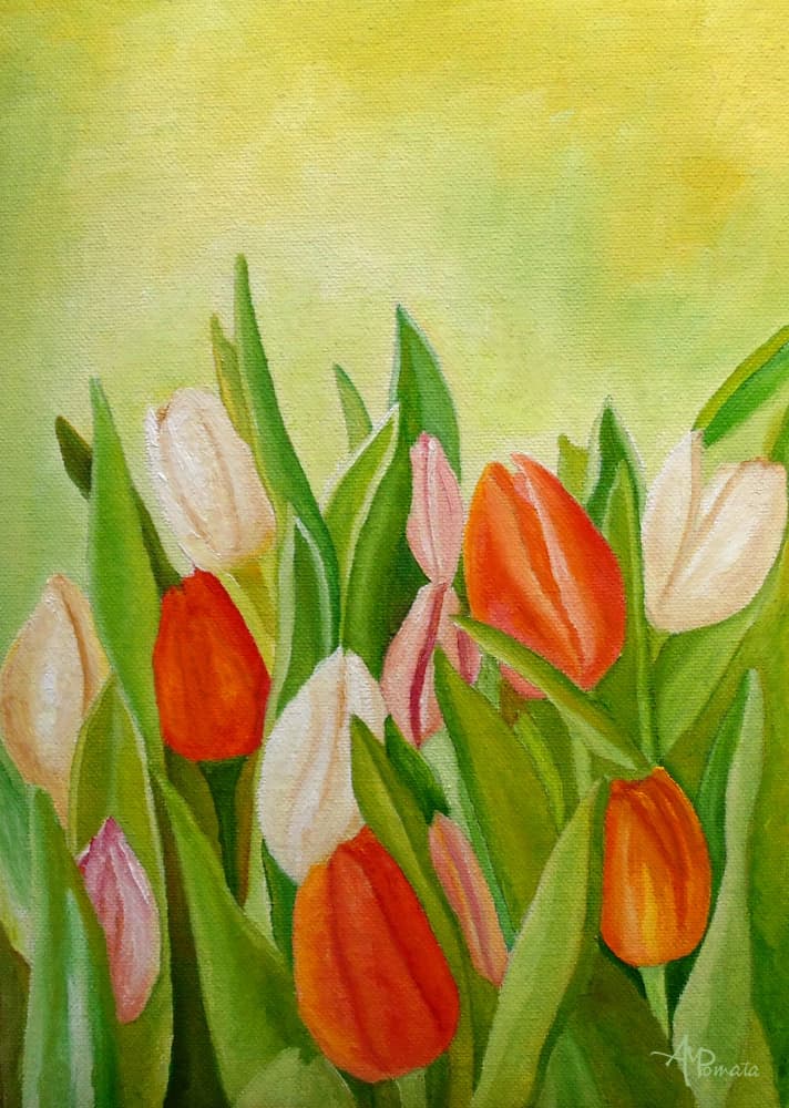 Vibrant Spring Tulips by Angeles M. Pomata — canvas wall art
