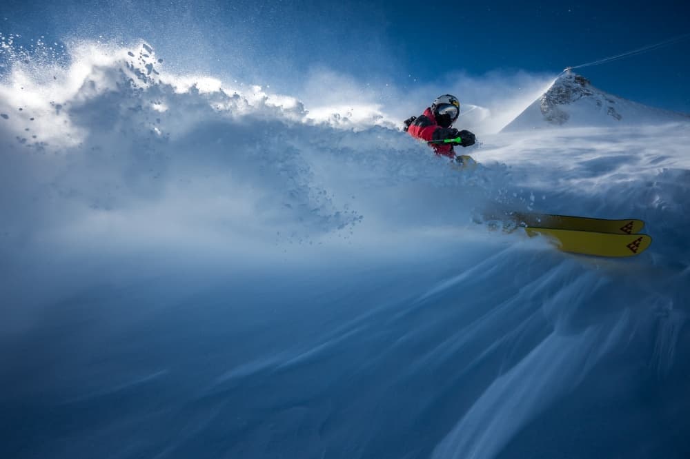 Powder Skiing Action by Tristan Shu — canvas wall art