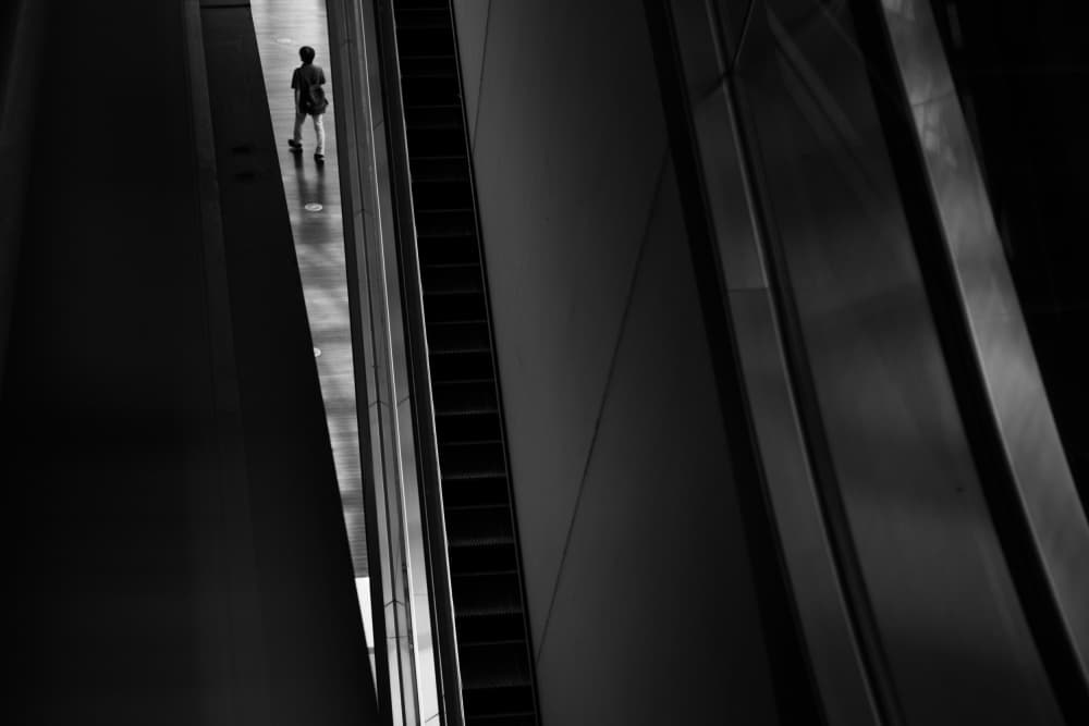 Solitary Escalator Path by Satoshi Hata — canvas wall art