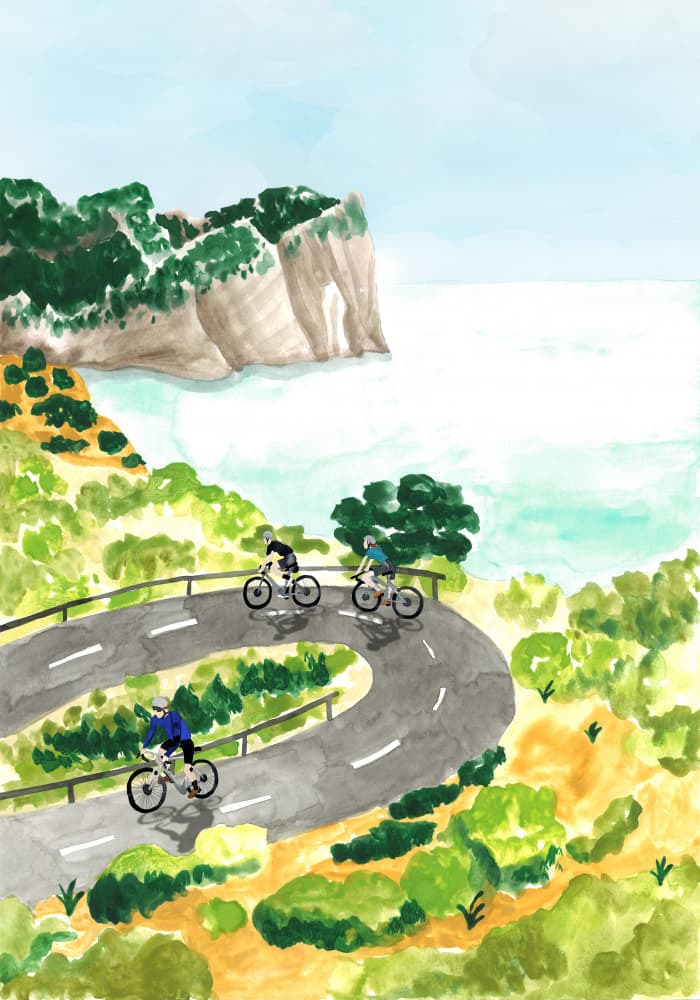 Coastal Cycling Adventure by Karen Menzenbach — canvas wall art