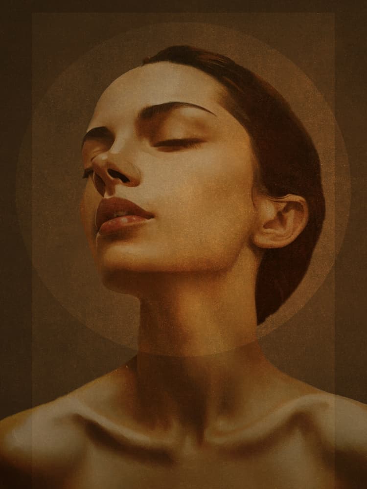 Serene Golden Portrait by Marja van den Hurk — canvas wall art
