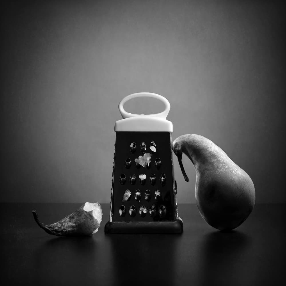Leaning Pear Still Life by Victoria Glinka — canvas wall art