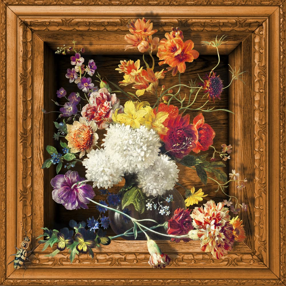 Vibrant Floral Still Life by Marja van den Hurk — canvas wall art