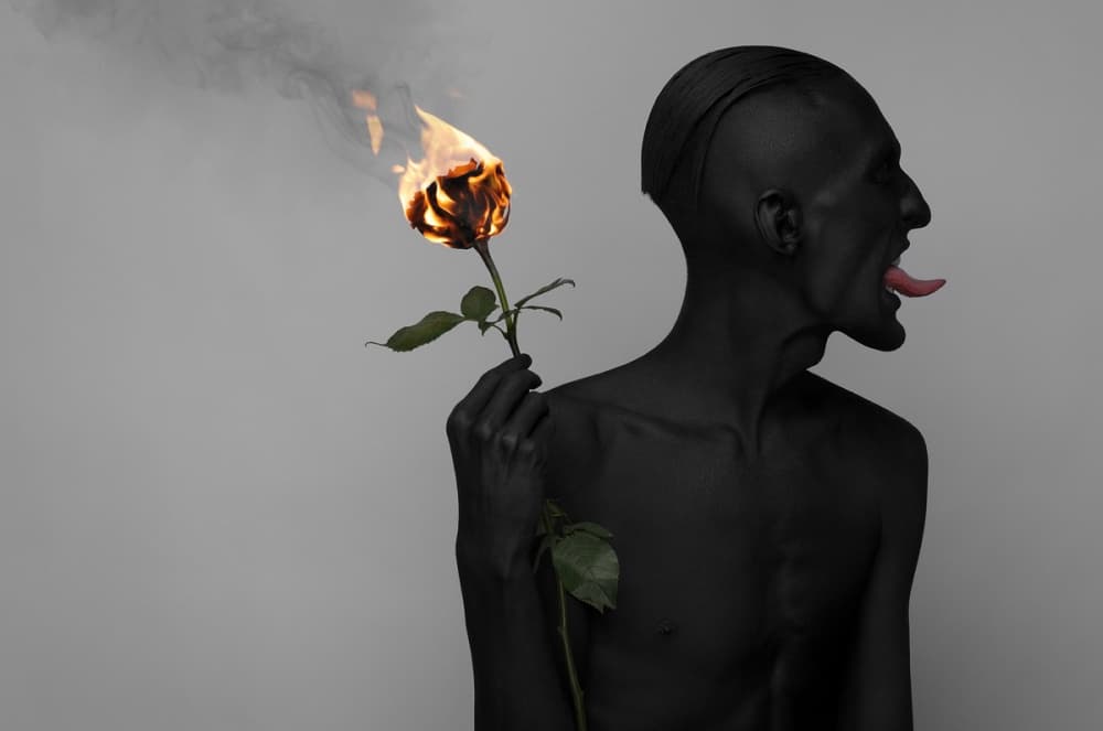 Burning Rose Figure by HIM — canvas wall art