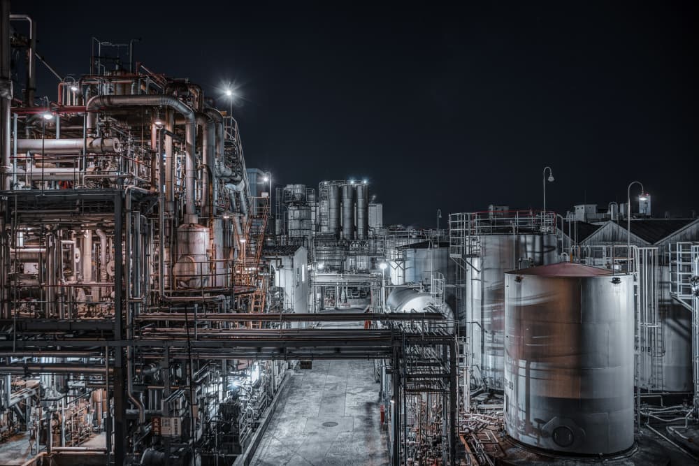 Industrial Nightscape by Tomoshi Hara — canvas wall art