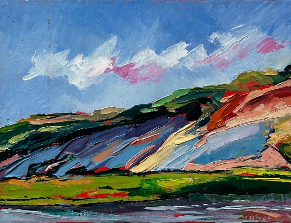 Colorful Textured Landscape by Maxine Shore — canvas wall art