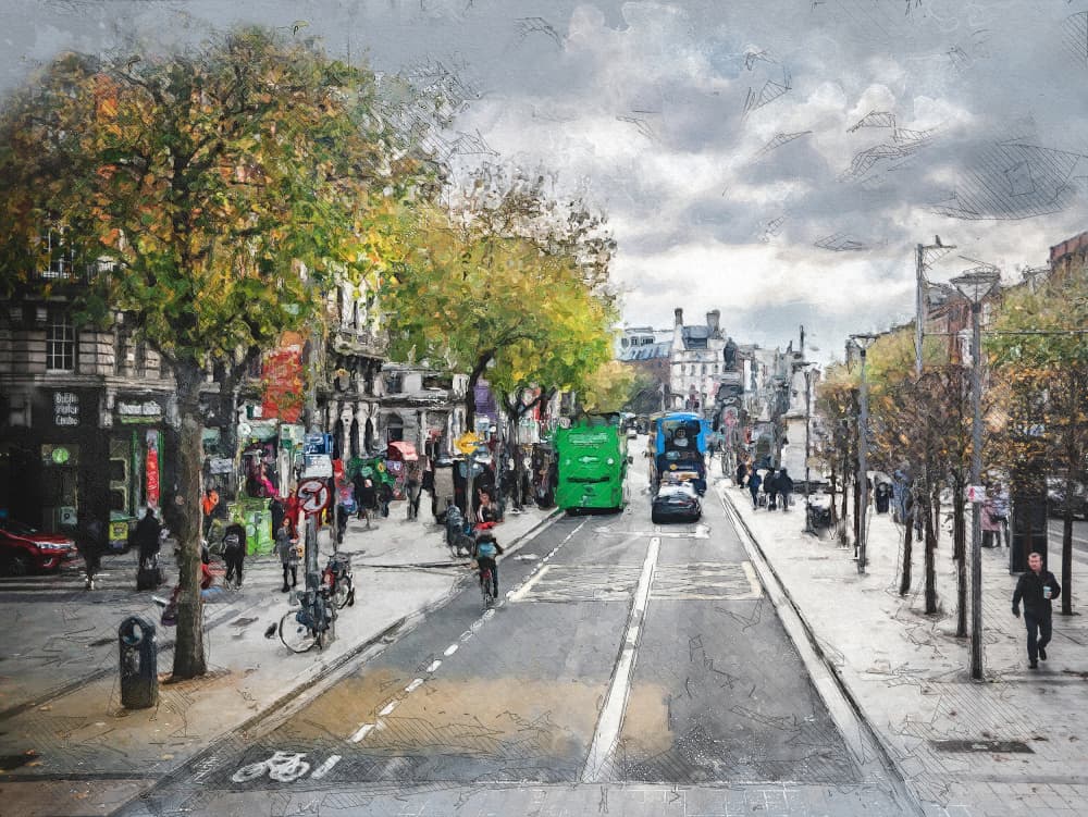 Autumn Urban Street View by Justyna Jaszke — canvas wall art