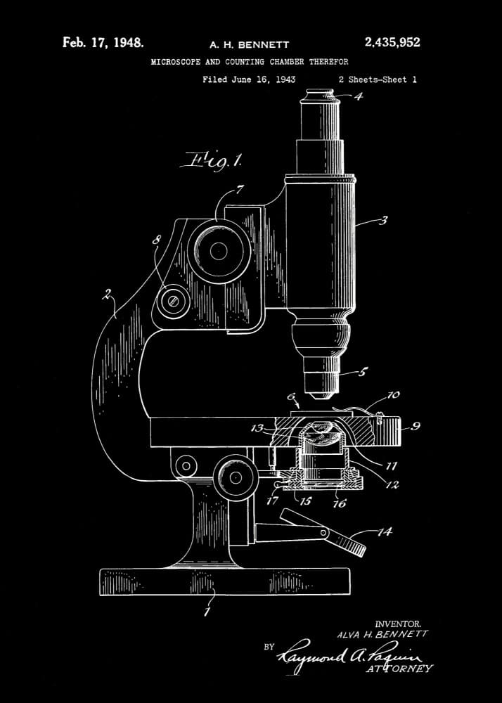 Vintage Microscope Patent Drawing by Andreas Magnusson — canvas wall art