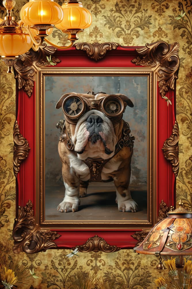 Steampunk Bulldog Portrait by Sue Skellern — canvas wall art