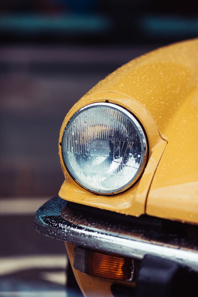 Wet Yellow Classic Car by Javier Pardina — canvas wall art