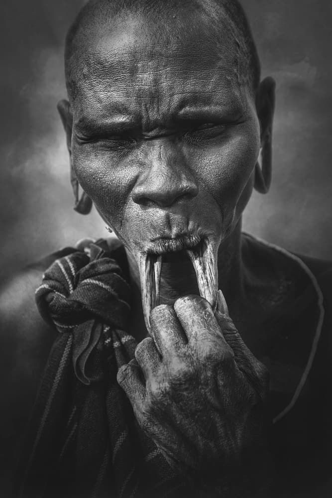 Tribal Lip Plate Portrait by Svetlin Yosifov — canvas wall art