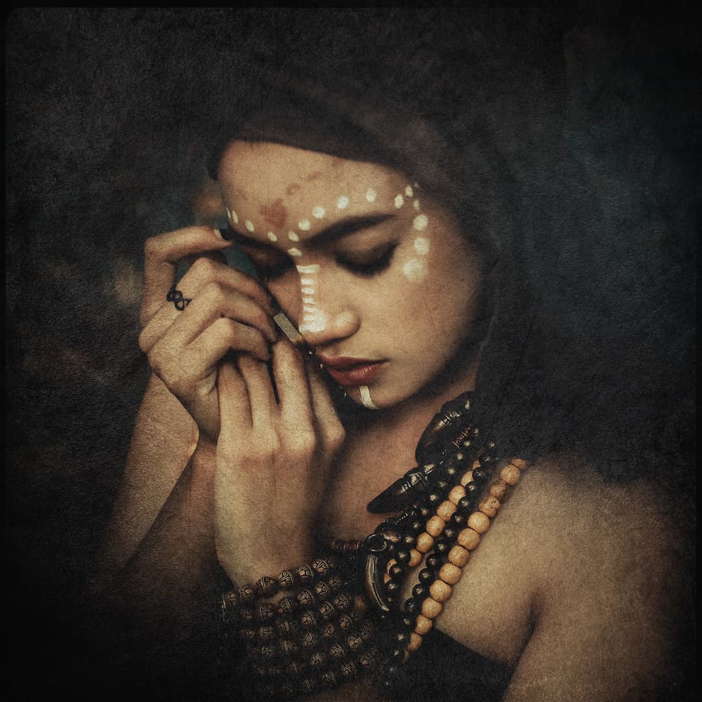Tribal Face Paint Ritual by Djayent Abdillah — canvas wall art
