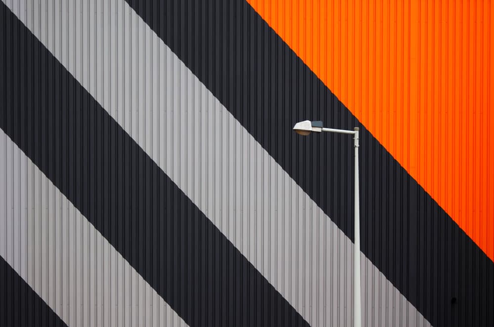 Orange Stripe Lamppost by Hans-Wolfgang Hawerkamp — canvas wall art