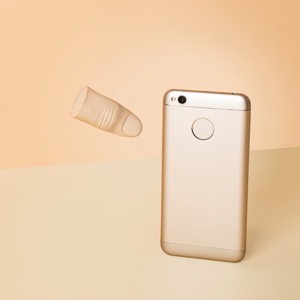 Floating Finger Smartphone by Julia Ramiro — canvas wall art