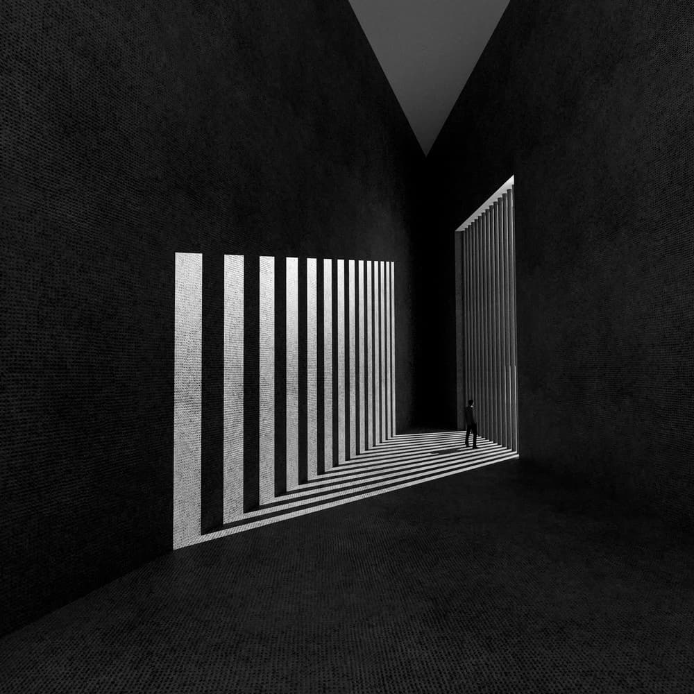 Lone Figure Modern Space by Antonyus Bunjamin (Abe) — canvas wall art