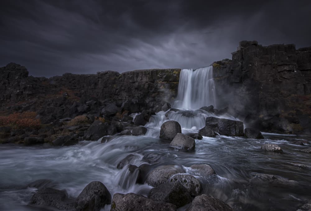 Moody River Waterfall by Larry Deng APA — canvas wall art