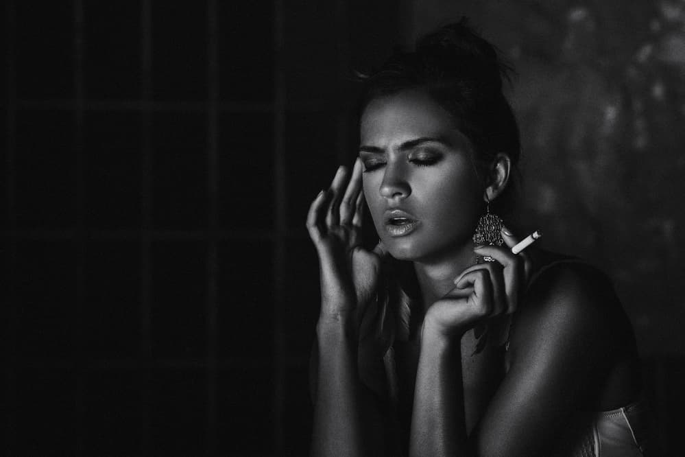 Pensive Woman Smoking by Martin Krystynek MQEP — canvas wall art