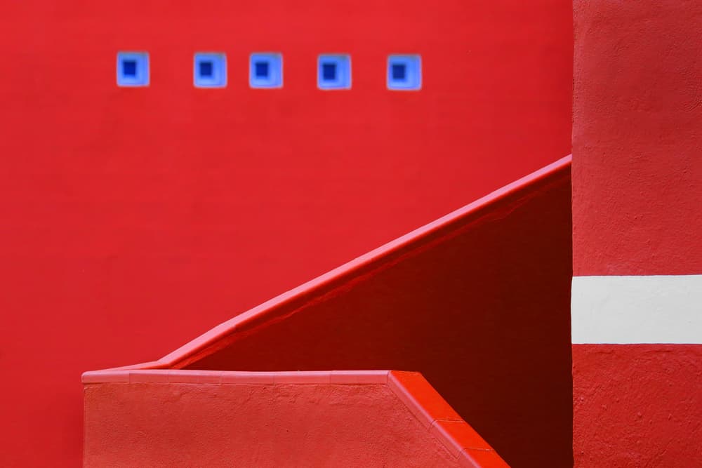 Vibrant Red Architecture by Hans-Wolfgang Hawerkamp — canvas wall art