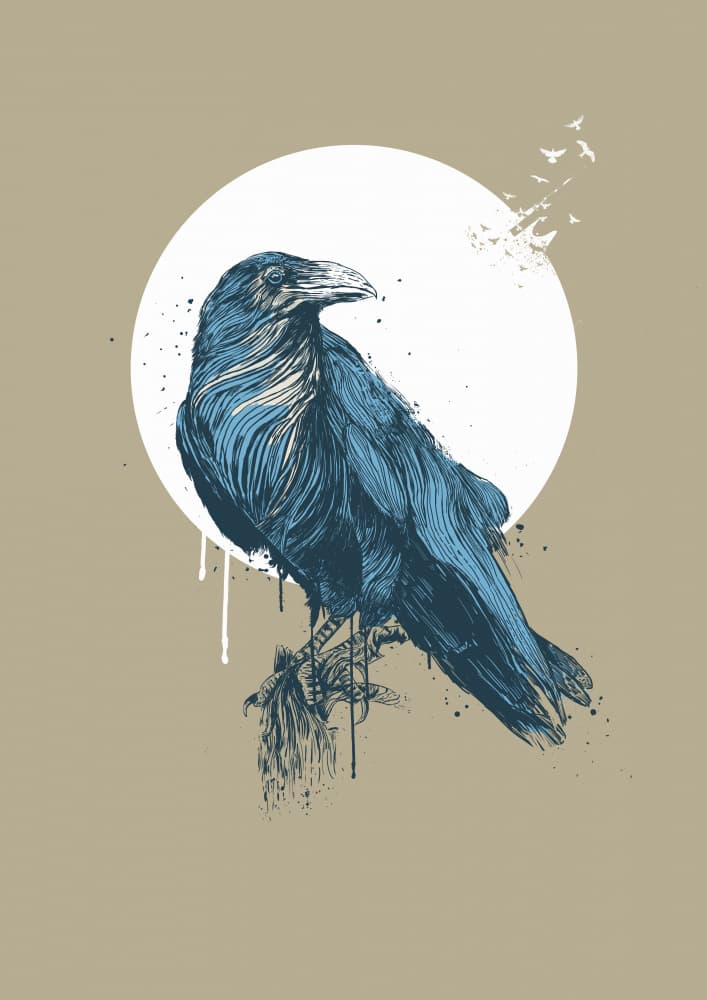 Blue Raven Moon by Balazs Solti — canvas wall art